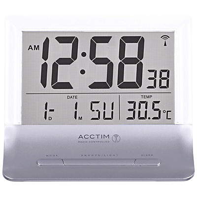 Acctim Radio Controlled LCD Alarm Clock, Silver Acctim Radio Controlled LCD Alarm Clock, Silver